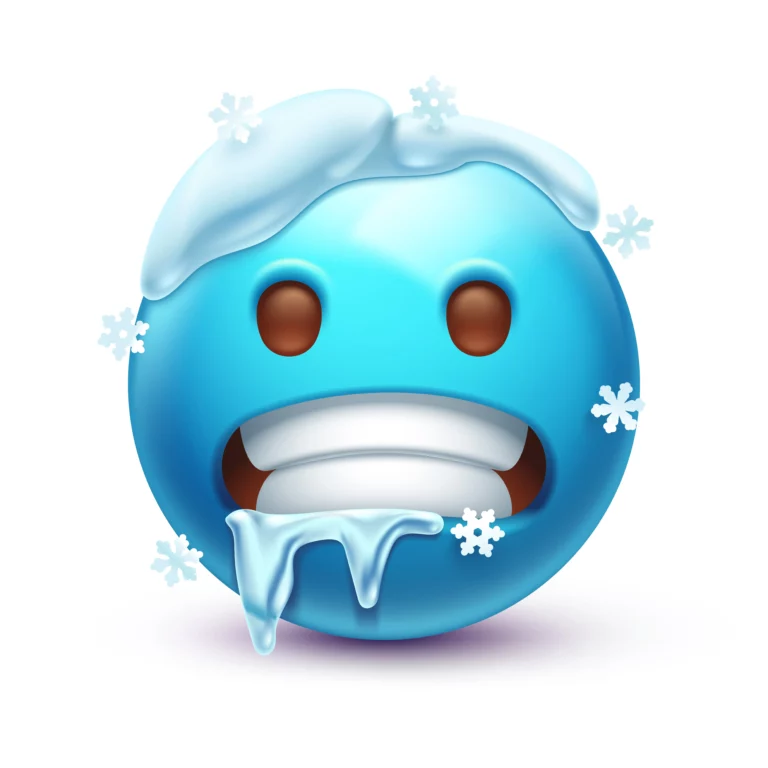 an emojie of someone freezing cold because their geyser broke in the North West Province