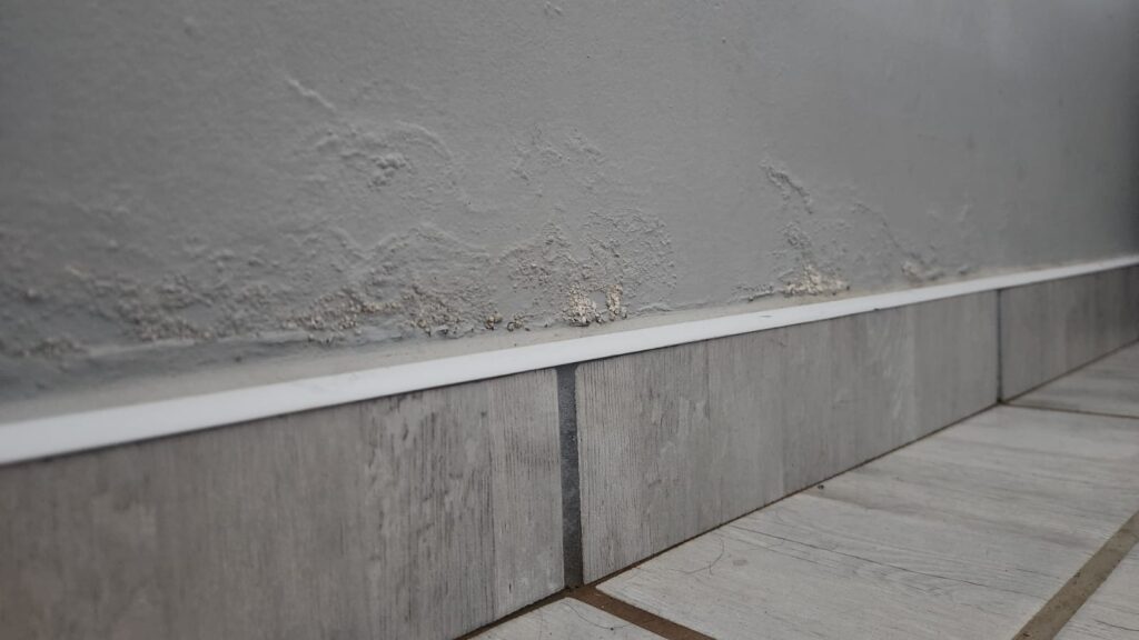 Damp wall with bubbling paint and moisture damage caused by a hidden water leak inside a residential property.
